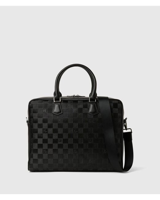 Karl Lagerfeld Black Monogram Checkerboard Laptop Bag for men