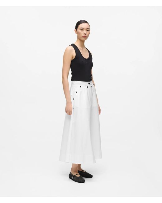 Karl Lagerfeld White Button Detail A-Line Skirt