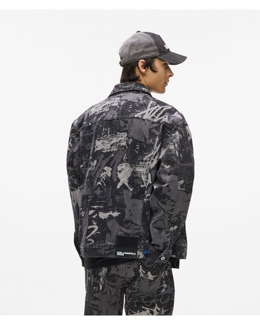 KL Jeans Black Paint-Effect Denim Jacket for men