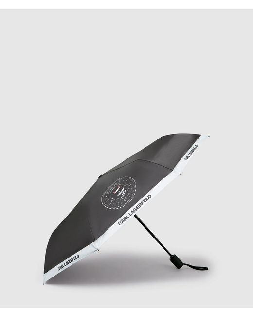 Karl Lagerfeld Black Ikon Circle Choupette Small Umbrella