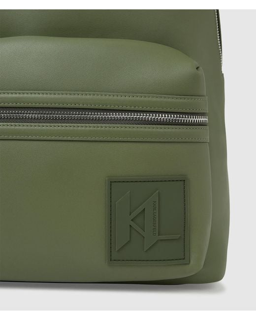 Karl Lagerfeld Green Monogram Patch Backpack for men