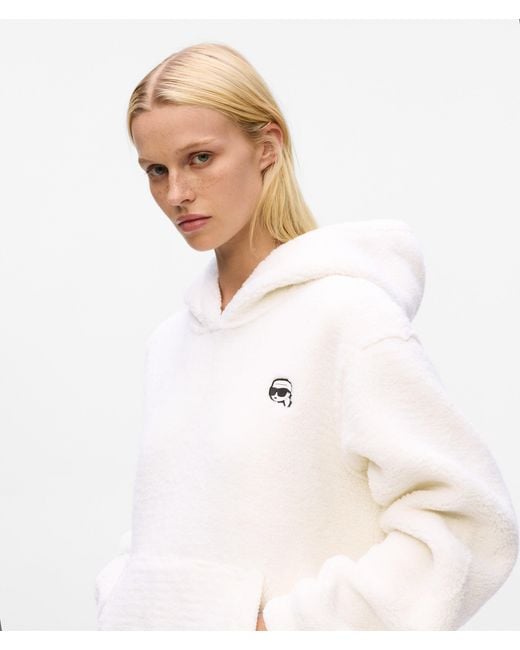 Karl Lagerfeld White Ikon Teddy Hoodie