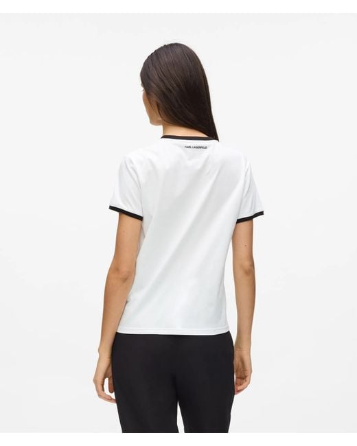 Karl Lagerfeld White Ikon Small Circle Logo T-Shirt