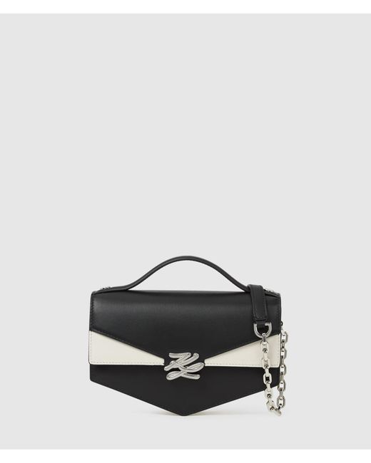 Karl Lagerfeld Black Kl Studio Autograph Monochrome Crossbody Bag