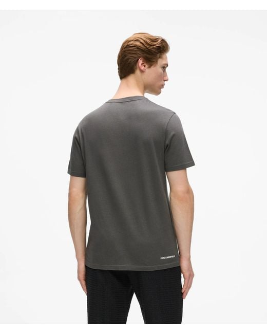 Karl Lagerfeld Gray Monogram Wool-Blend T-Shirt for men
