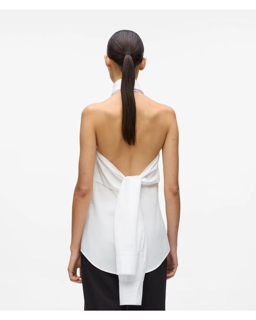 Karl Lagerfeld White Tie Back Sleeveless Shirt