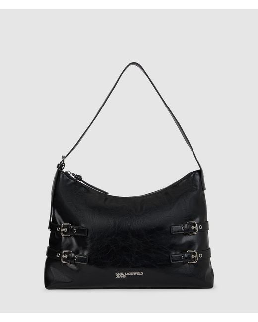 KL Jeans Black Large Buckle Shoulder Bag