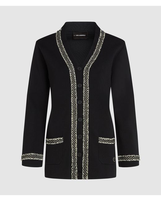 Karl Lagerfeld Black Weste Mit Bouclé-Details