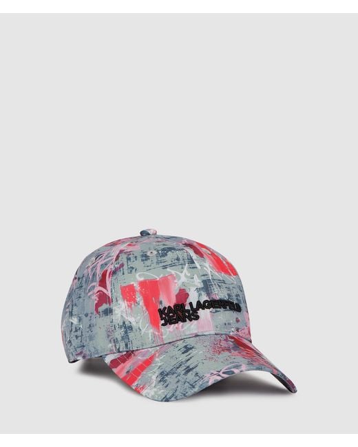 KL Jeans White All-Over Graffiti Print Cap, Multicoloured
