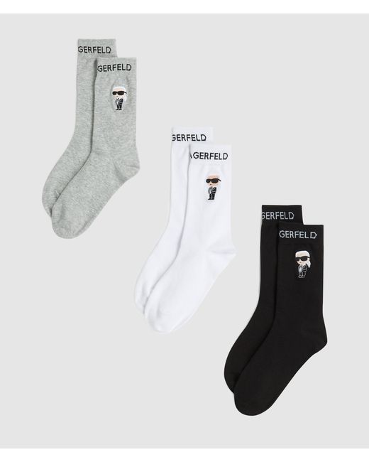 Karl Lagerfeld Metallic Ikon Socks – 3-Pack, Multicoloured