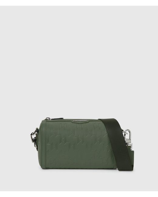 Karl Lagerfeld Green K/Loom Leather Mini Barrel Bag for men