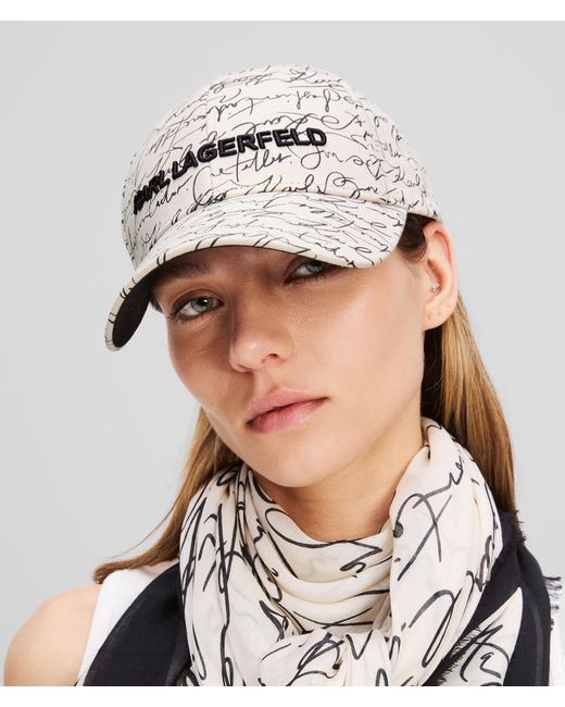 Karl Lagerfeld White K/essential Scribble Cap