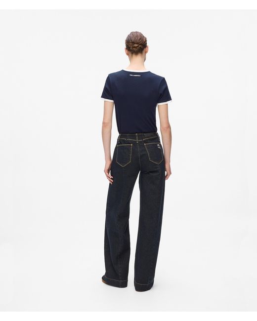 Karl Lagerfeld Blue Ikon Slim Fit Rib T-Shirt