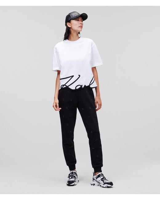 Karl Lagerfeld Blue T-Shirt Mit Signatur-Saum