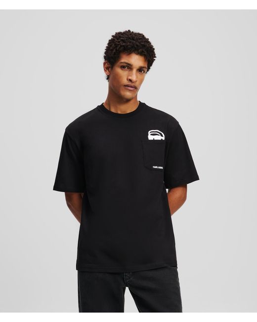 Karl Lagerfeld Black Ikon Peek-a-boo Pocket T-shirt for men