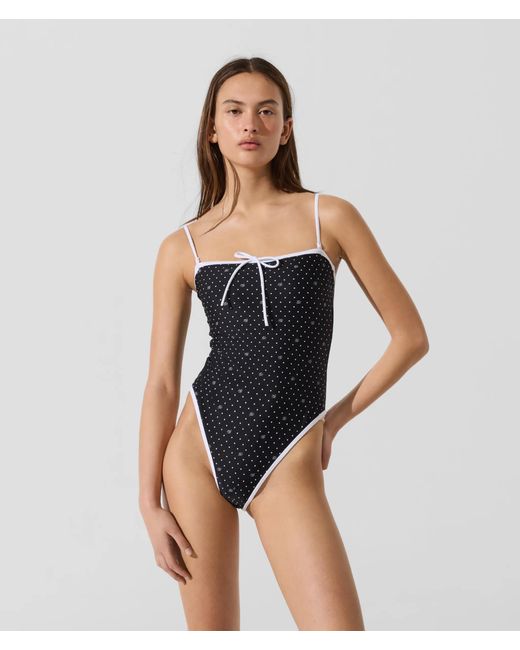 Karl Lagerfeld Blue Polka Dot Cheeky Swimsuit