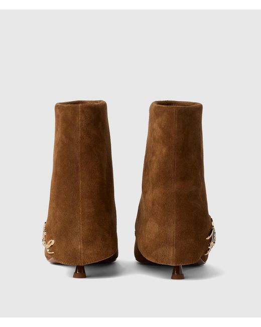 Karl Lagerfeld Brown Pasha Fold-Down Suede Ankle Boots