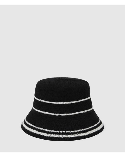 Karl Lagerfeld Black Signature Knit Bucket Hat