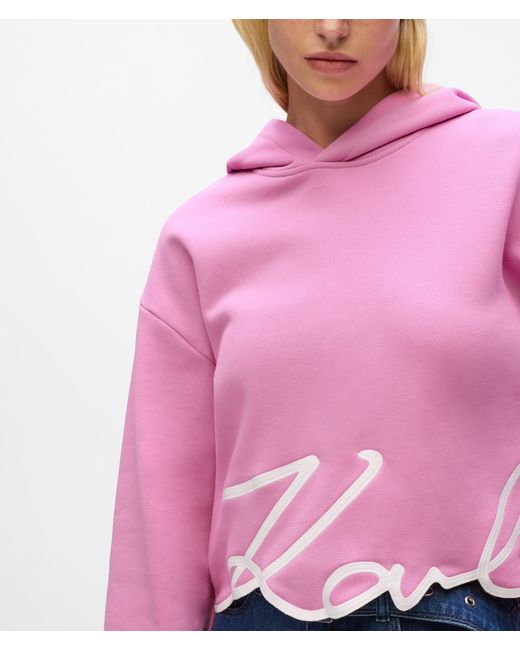 Sweat À Capuche Avec Ourlet Signature, Femme, Taille Karl Lagerfeld en coloris Pink