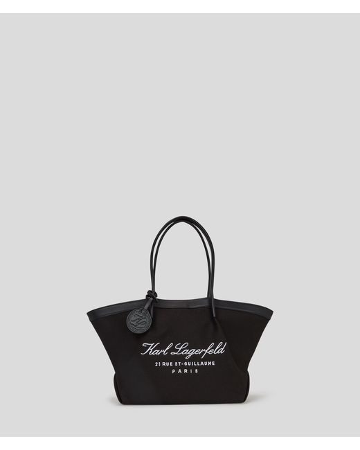 Karl Lagerfeld Black Hotel Karl Medium Canvas Tote Bag
