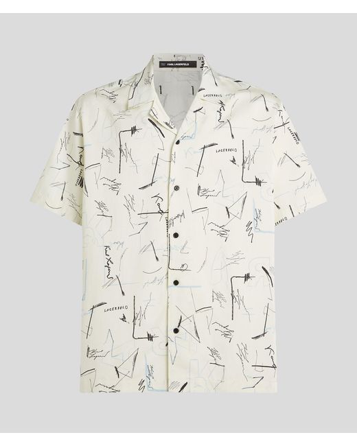 Karl Lagerfeld Bowlinghemd Mit Allover-Print, Mann, Größe in White für Herren