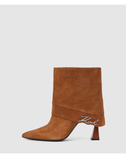 Karl Lagerfeld Brown Debutante Fold-Down Ankle Boots