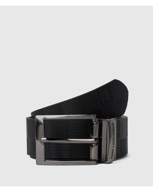 Karl Lagerfeld Black Checkerboard Reversible Belt for men