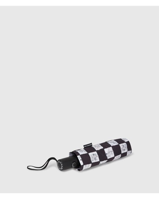 Karl Lagerfeld White K/Ballet Checked Small Umbrella, Multicoloured