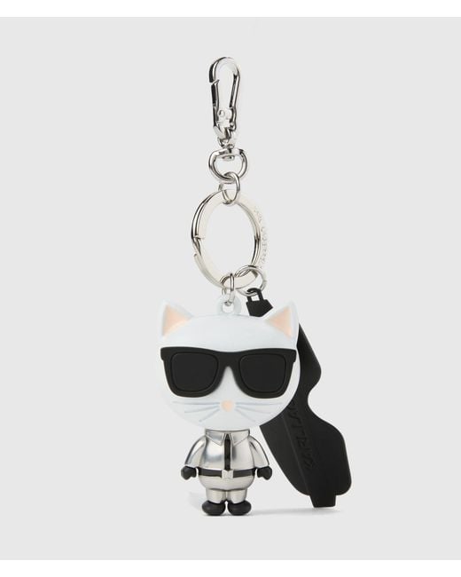 Karl Lagerfeld White Ikon Choupette Ski Keychain, Multicoloured