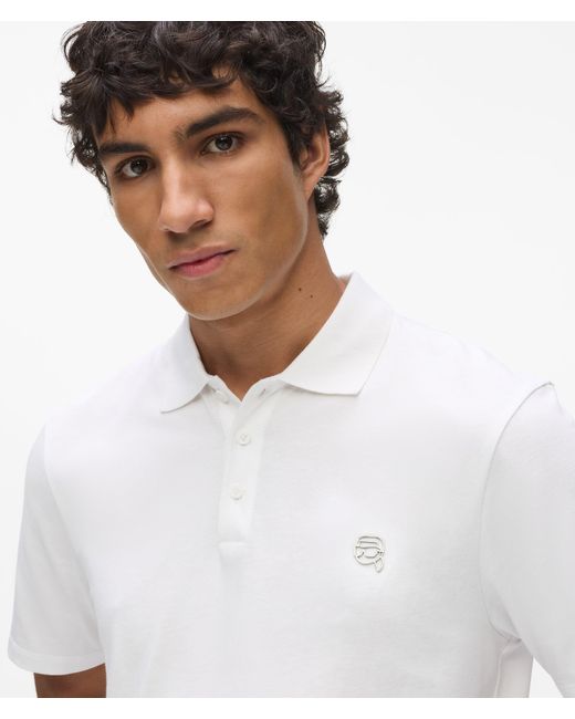 Karl Lagerfeld White Ikon Jersey Polo Shirt for men