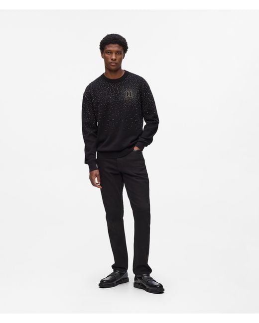 Karl Lagerfeld Black Rhinestone Degradé Sweater for men