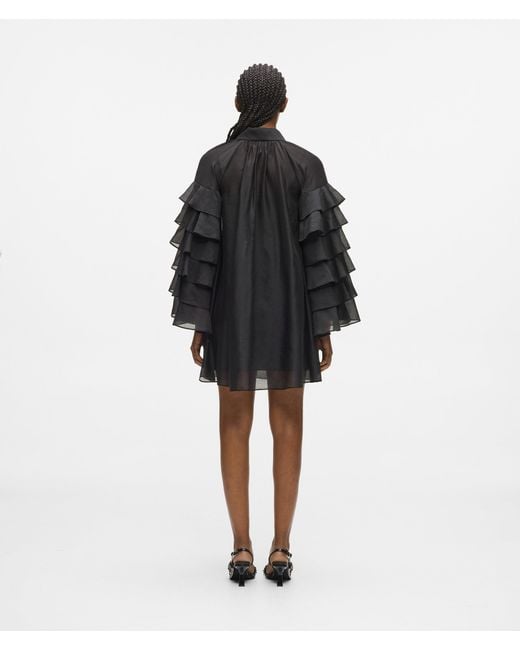 Karl Lagerfeld Black Ruffled Sleeves Dress