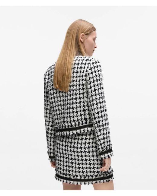 Karl Lagerfeld White Houndstooth Bouclé Jacket, Multicoloured