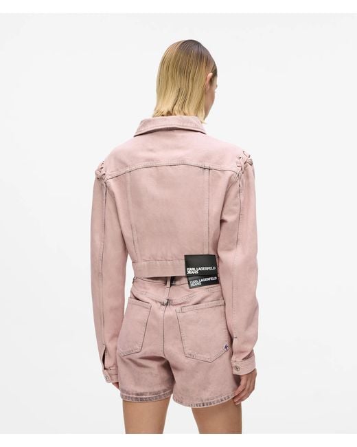 KL Jeans Pink Lace Tie Denim Jacket