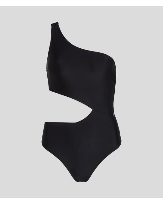 Karl Lagerfeld Black Karl Signature Cutout Swimsuit