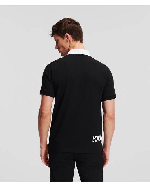 Karl Lagerfeld Black Logo Polo Shirt for men