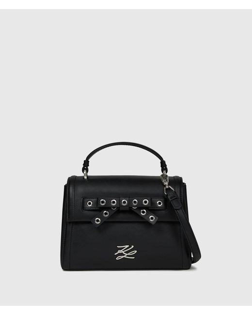 Karl Lagerfeld Black K/Autograph Small Bow Top Handle Bag
