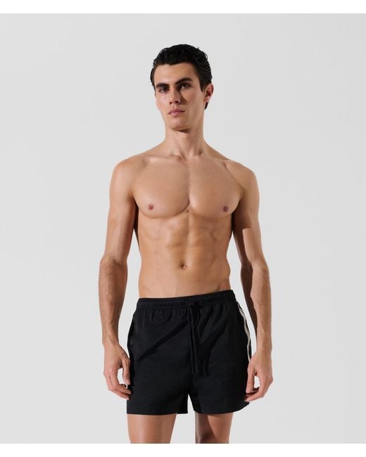 Karl Lagerfeld Black Logo Boardshorts for men