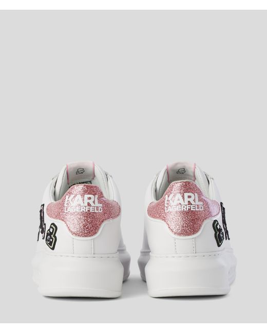 Karl Lagerfeld White K/ikonik Kapri Karl Varsity Patch Sneakers