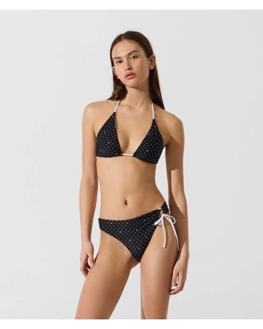 Karl Lagerfeld Black Polka Dot Cheeky Bikini Bottom