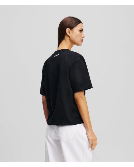 Karl Lagerfeld Black Signature V-Neck T-Shirt