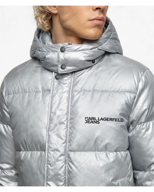 KL Jeans Gray Shiny Puffer Jacket for men