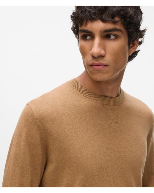 Karl Lagerfeld Natural Crewneck Knitted Sweater for men
