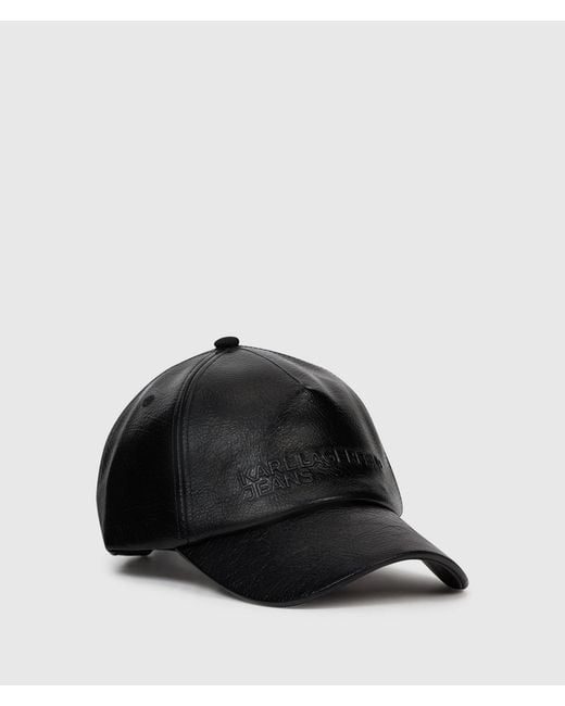 KL Jeans Black Cracked Faux-Leather Cap for men