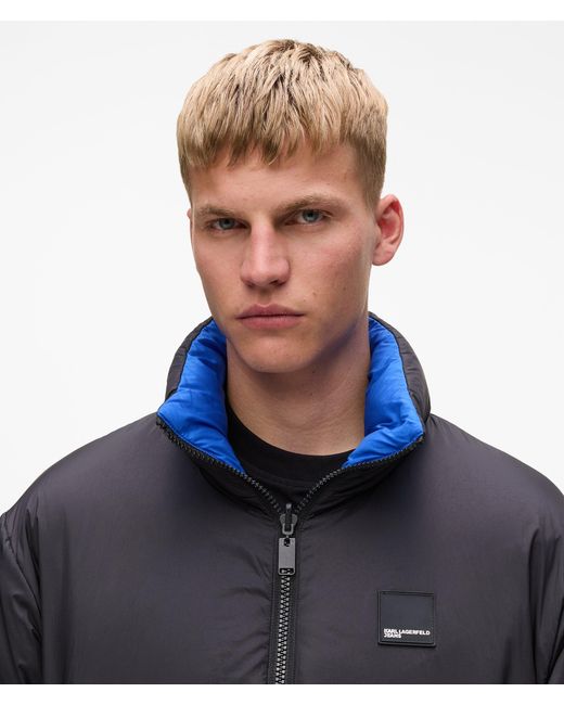 KL Jeans Blue Reversible Puffer Jacket, Multicoloured for men