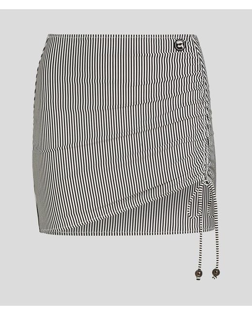 Karl Lagerfeld White Ikon Striped Mini Pareo