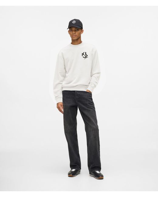 KL Jeans White Monogram Patch Sweatshirt for men