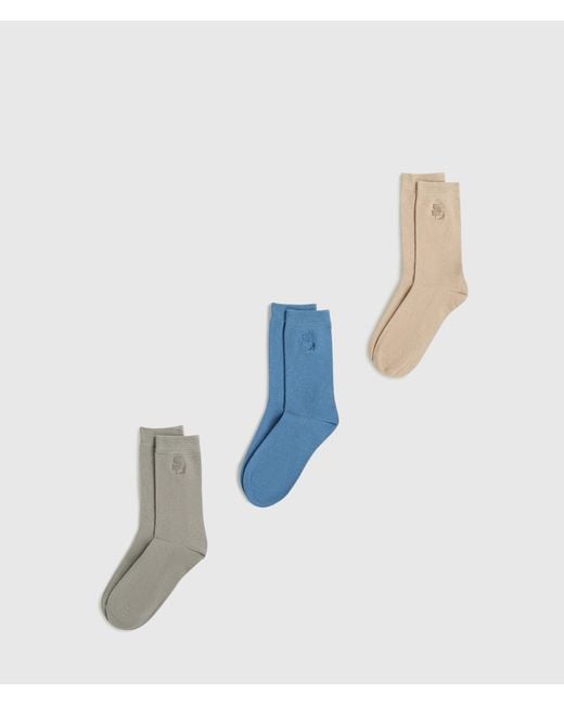 Karl Lagerfeld Blue Kameo Socks – 3-Pack, Multicoloured for men