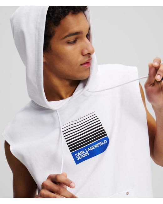 Sweat À Capuche Sans Manche Avec Logo Encadré Estompé Karl Lagerfeld pour homme en coloris White