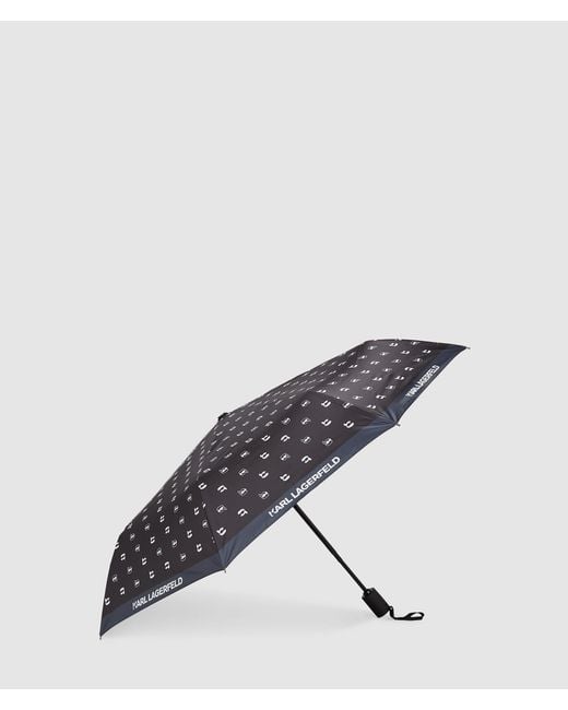 Karl Lagerfeld White Ikon All-Over Print Umbrella